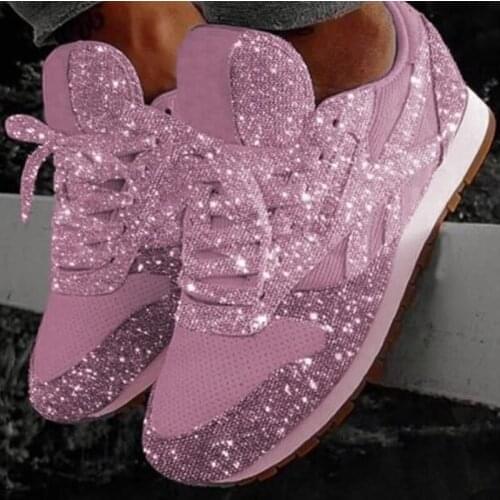 Explosive European and American Sequined Casual Shoes Womens Breathable Rhinestone Large Size Platform Sneakers Trend Women