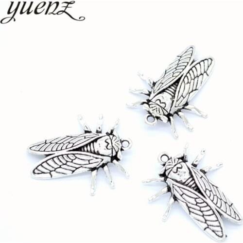 YuenZ 10pcs New Product Antique silver color cicada Charms Pendant Jewelry Metal Alloy Jewelry Marking 28*18mm D2106