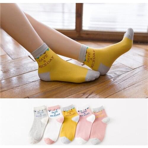 ZDL-321 Bunting Korean Harajuku Letter School Funny Socks For Women 10 Pairs