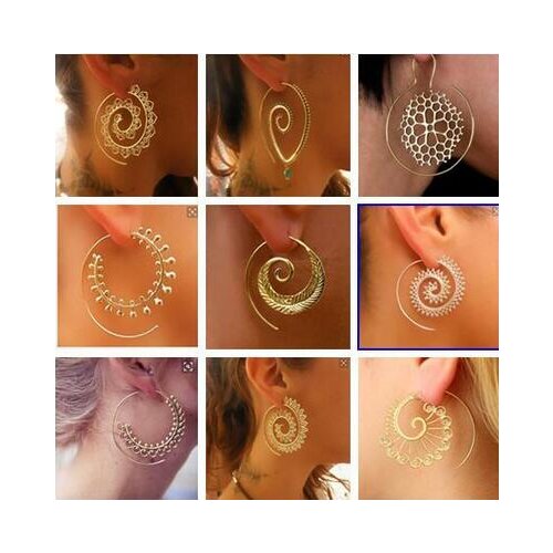 2018 New Fashion Swirl Drop Earrings Gypsy Tribal Spiral Ethic Dangle Earrings Boho Earrings for Women Jewelry 9 styles