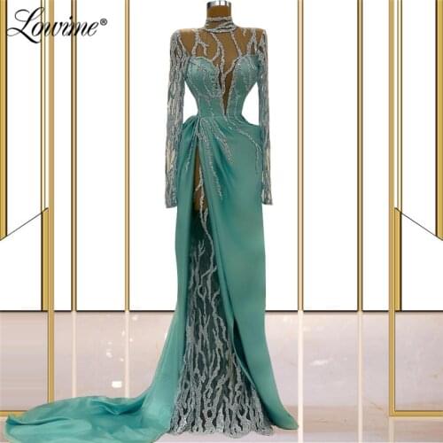 Muslim Beading Mermaid Evening Dresses Formal Gowns 2021 Luxury Handmade Customized Plus Size Prom Party Dress For Weddings Robe