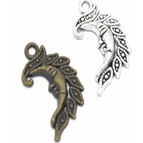 10pcs Charms Moon 27x15mm Antique Charm Pendant fit,Vintage Tibetan Bronze Silver DIY For Bracelet Necklace Jewelry Findings