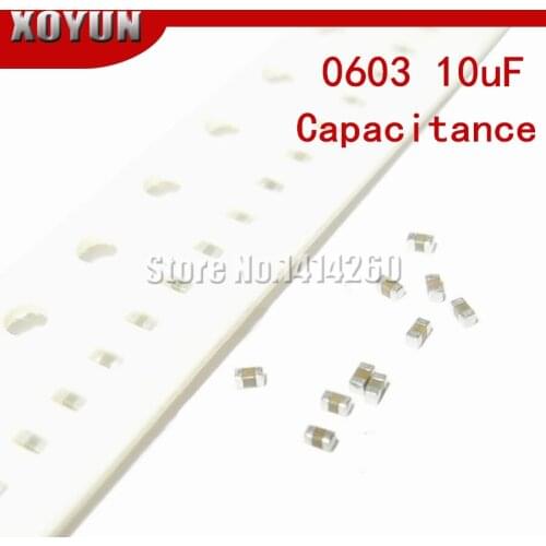 100pcs 0603 10uF X5R Error 20% 6.3V 0603 106 SMD Thick Film Chip Multilayer Ceramic Capacitor