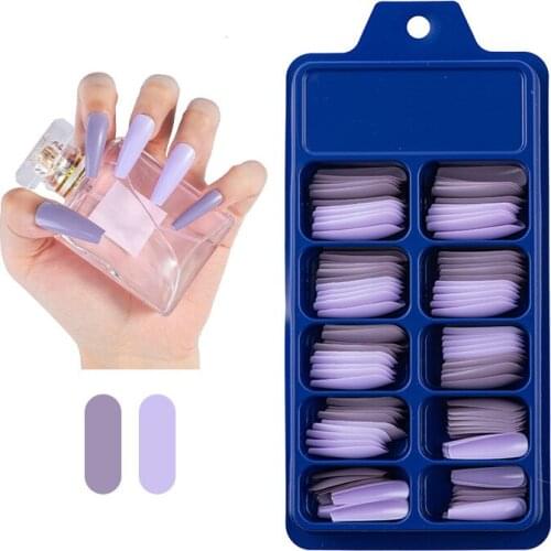 100Pcs/set Mixed Colors Coffin Fake Nails Full Cover Stiletto False Nails Acrylic Ballerina Artificial Fake Nails Press On Nails