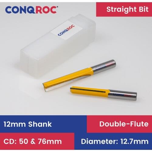 2 Pieces 12mm Shank Lengthen Flush Trim Router Bits Set Diameter 12.7mm T-Slot Wood Milling Cutters Kit