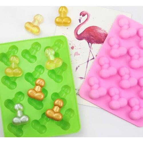 12 Holes 3D Sexy Penis Silicone Cake Mold Dick Ice Cube Tray DIY Chocolate Molds Birthday Party Cake Decoration Kichen Tools