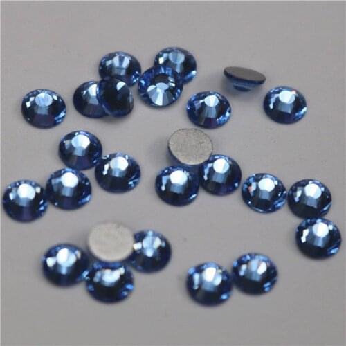 1440pcs/lot Light Sapphire FlatBack Strass Nail art Rhinestone 3D Glass Round Crystal Stones For DIY Nails Decorations Charms