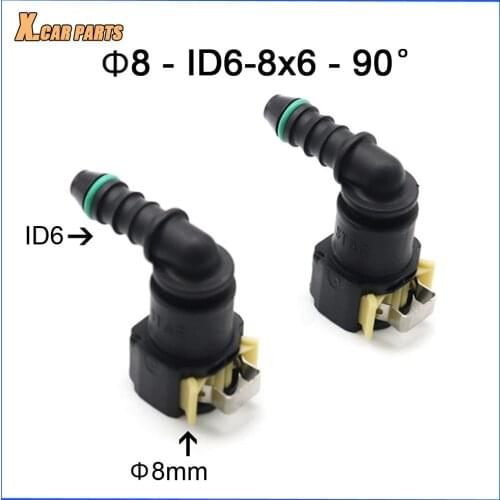 High Quality 8mm 8 ID6 8x6 90 degree Car Fuel Line Hose Pipe Quick Release Connector Auto Urea Connector For CAR 2pcs