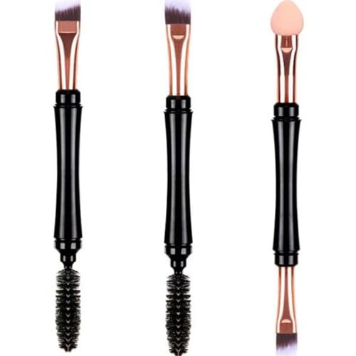 3pcs Black Eyebrow Brushes Eyelash Brush Comb Premium Angled Mascara Wands Applicator Spoolers Brush Brow Comb Makeup Tools