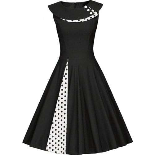 50s Retro Dresses Womens 1950s Vintage A-Line Swing Dress for Rockabilly Evening Party Cocktail