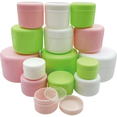 60pcs Empty Plastic Cream Jar 10g/20g/30g/50g/100g Refillable Travel Facial Cleanser Lotion Cosmetic Container Sample Pot