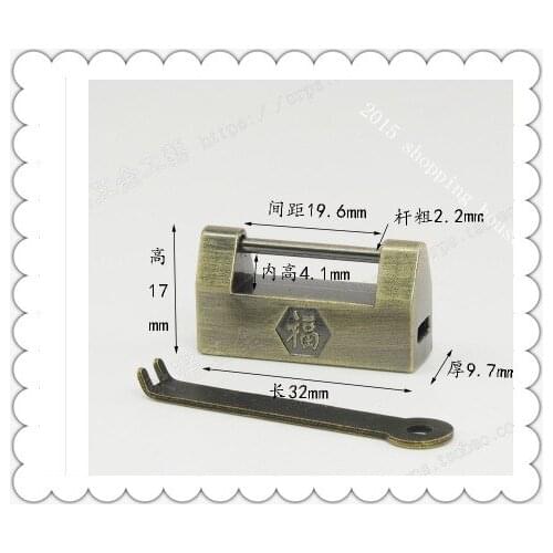 A05 Furniture accessories Mini small antique lock box cross open padlock Chinese ancient locks Zinc alloy