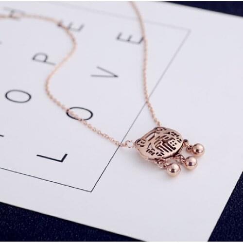 Blessing Safety Lock Titanium Steel Gold-plated Necklace Female Short Personality Wild Clavicle Chain Pendant
