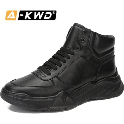 Fashion Genuine Leather Men Boots High Top Waterproof Boots Men Zapatos Invierno Hombre Lace-up Work Shoes Leather Sneakers Man