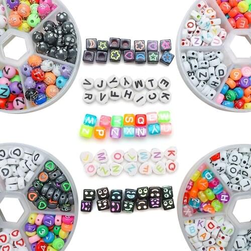 Acrylic Alphabet Letter Beads For Jewelry Making Bulk Square Heart Spacer Beads For Bracelets Bangles Charms DIY Crafts 200pcs