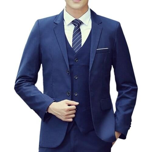 Men 3 Pieces Set Formal Slim Fit Tuxedo Prom Suit Male Groom Wedding Blazers High Quality Dress Jacket Coat Pants Vest