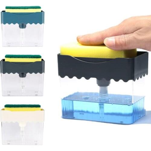Pump Soap Dispenser Hand Push ABS Kitchen Washing Liquid Storage Box Sponge Holder Soap Dispenser
