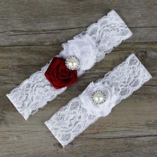 2pcs/Lot Elegant Wedding Garters Set Classical Pearl Beaded Bridal Toss Garter White Lace Customize Keep Garter