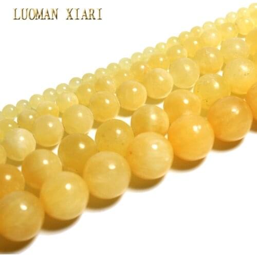 LUOMAN XIARI Round Natural Topaz Jade Stone Beads For Jewelry Making DIY Bracelet Necklace Material 4/ 6/8/10/12mm Strand 15