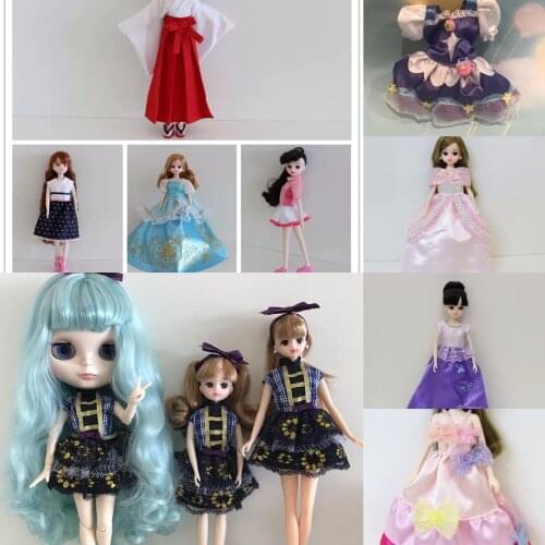 Long Hair Licca Doll Heads With Body Clothes Set Cute Doll Set Girl DIY Playing Doll Parts Original Quality Doll Heads Body Toy
