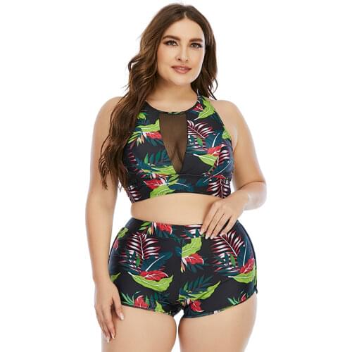 New Women High Waist Bikini Sets Swimwear Swimming Suits Plussize Foral Big Larges Plus Size Swimsuit Bathing Beachwear 2020
