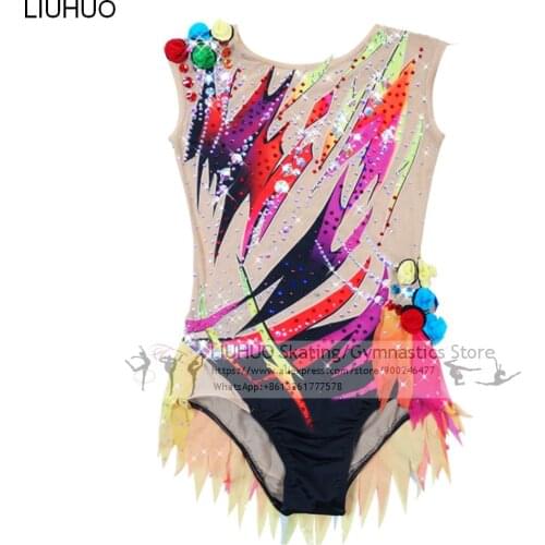 LIUHUO Rythmic Gymnastics Red Colour leotards Artistic Gymnastics Mesh Leotards Womens Girls' Kids Leotard Ice Skating Dress