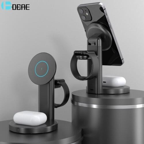 3 In 1 Magnetic Wireless Charger For IPhone 12 Pro Max Mini 15W QI Fast Charging Dock Stand for Apple Watch 6 SE 5 4 AirPods Pro