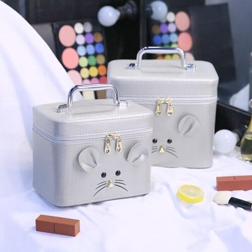 Cartoon Fashion Double Layer Women Makeup Bag Big Portable Travel Cosmetic Trunk Case Professional Multifunctional Make Up Box