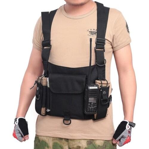 Radio Harness Chest Front Pack Walkie Talkie Pouch Holster Carry Waist Bag Tactical Adjustable Chest Rig Hunting Bags Vest