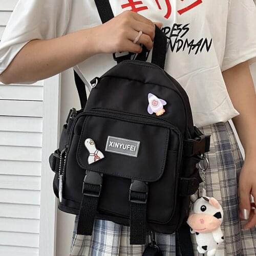 Nylon Womens Backpack Female Black Small Rucksack Casual Lady Travel Schoolbag Teenage Girls Backpacks Cute Ladies Shoulder Bag