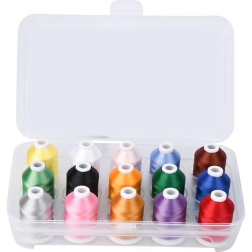 Simthread Machine Embroidery Thread Polyester 6 Options 15 Spools Set for Embroidery Sewing Machine