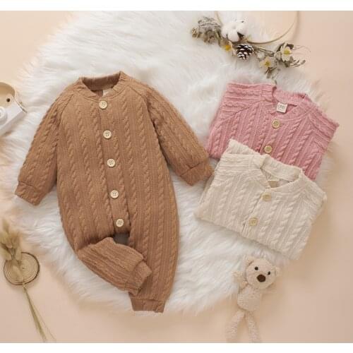 Newborn Baby Clothes Winter Unisex Kintted Rompers Thick Warm Infant Jumpsuit For Baby Girls Boy Romper 0-18M