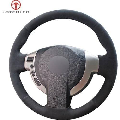 LQTENLEO Black Suede Steering Wheel Cover For Nissan Qashqai 2007-2015 Rogue X-Trail 2008-2013 NV200 2009-2016 Sentra Frontier