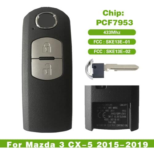 CN026015 Original 2 Button Smart Remote Key Fob With 433MHz PCF7953 For Mazda 3 CX-5 2015-2019 FCCID SKE13E-01 SKE13E-02