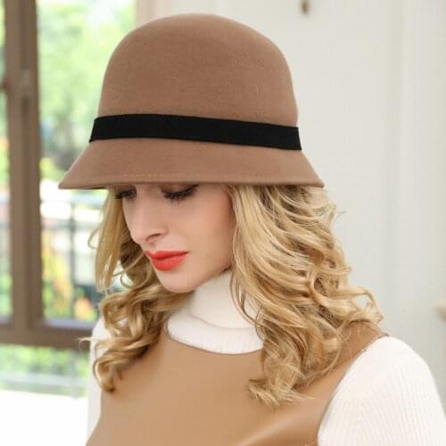 Fall Winter New Woolen Fedoras Hat Women Fashionable Wool Elegant Fedora Hats Ladies Church Banquet Party Aristocratic Cap H6835