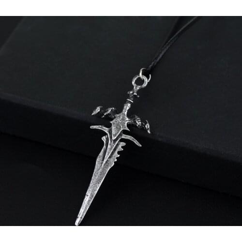 HEYu Game Death Knight Necklace Sword Weapon Pendant Necklace Mens Fashion Jewelry Rope Chain Metal Coller