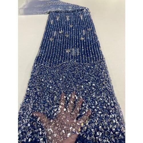 Latest Gorgeous with beads and sequins SYJ-418889 Tulle Shining Lace fabric Luxury Evening Dress French Lace