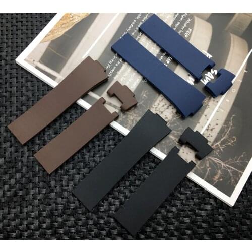 Luxury Brand 25*12mm Black Brown Blue Waterproof Silicone Rubber watchband Wrist Watch Band Strap Belt For Ulysse Nardin tools