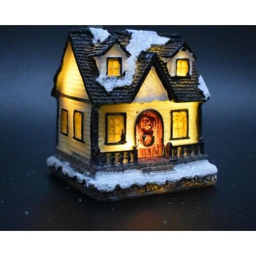 Christmas Scene Village Houses Town With Warm White Led Light Battery Operated Christmas Ornament Holiday Gifts