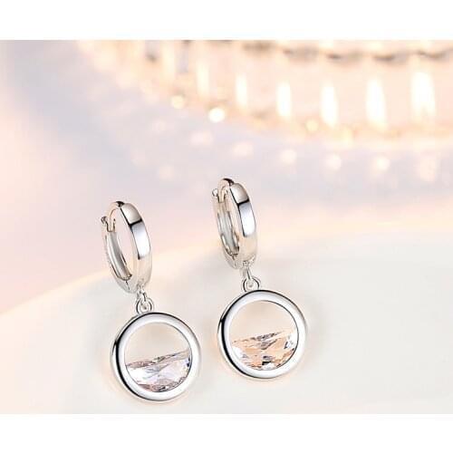 New Trendy Semicircle Shape Drop Earrings Brilliant Bridal Engagement Wedding Jewelry Elegant Female Dangle Earring Fine Gift