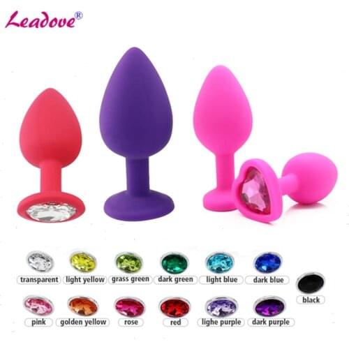 Silicone Anal Plug Removable Round/Heart Jewel Decoration Butt Plug Sex Toys Prostate Massager Anus Toys For Women Man Size SML