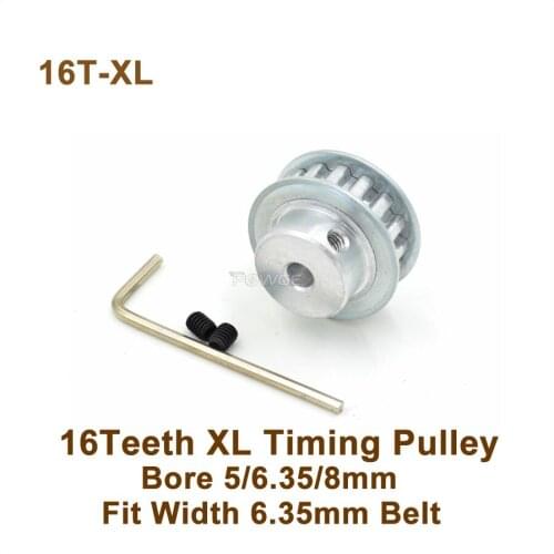 POWGE 16 Teeth XL Synchronous Pulley Bore 5/6.35/8mm Fit Width 6.35mm=025" XL Timing Belt 16T 16Teeth XL Pulley 16-XL