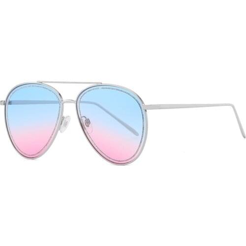 Classic Vintage Round Pilot Sunglasses Women Men Crystal Glass Lens Gradient Mirrored Uv400 Protection High Quality Eyewear