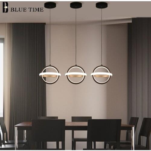 Black Frame LED Pendant Light For Living Room Dining Room Bedroom Decor Home Indoor Hanging Lighting Pendant Lamp Bedside Light