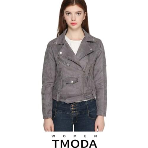 TMODA955 2021 Za New Arrival Western Style Leather Jacket Jaqueta Feminina Inverno with Belt Pleated Sued Biker Jacket Tops