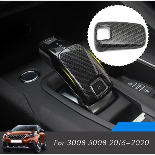 Carbon Fiber Central Control Gear Shift Knob Cover Gear Lever Decoration Trim for Peugeot 3008 5008 2016 - 2020
