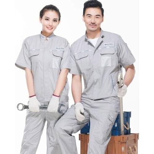 Summer Grey Color Workshop Uniform Jacket+trousers Cleaner Work Wear Engineering Uniforms Work Clothing Repairment Costume 90