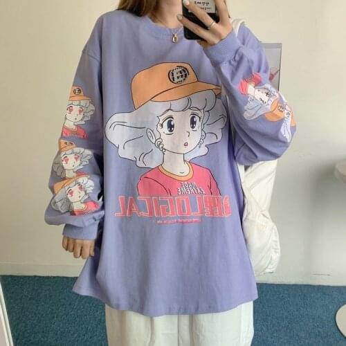 Japanese Harajuku Streetwear Couple T Shirt Anime Funny Long Sleeve Tee Shirts 2020 Spring Fashion Graphic Tees Men Clothing