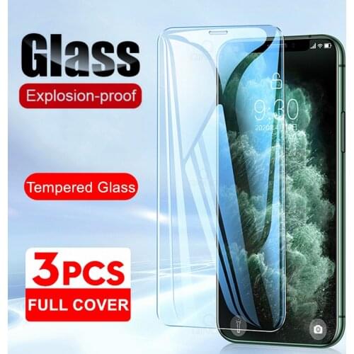 3 PCS Full Cover Tempered Glass For iPhone 12 Mini 11 Pro Max X XS Max XR 7 8 6 6s Plus SE 2020 Screen Protector Protective Film
