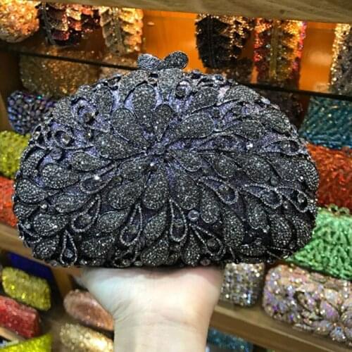 Women red/gold/silver/grey Crystal Clutch Evening Bags Wedding Party Prom Rhinestones Brides Purses Handbags Bolsas Femininas